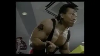 Bolo Yeung Doing Cardio on an Exercise Bike