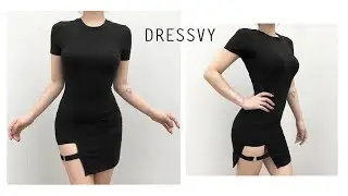 Solid color asymmetric short sleeve dress