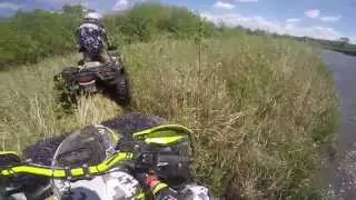 Can am renegade 1000 & Can am outlander 800 crossing a fast river