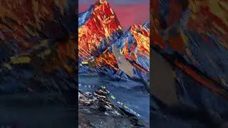 Beautiful knife painting/sunrise mountain #art #shorts