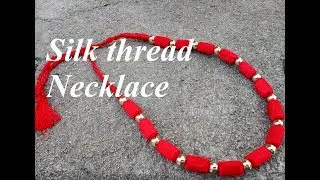 How to make silk thread necklace//Red silk thread necklace//Tutorial//DIY//Creation&you