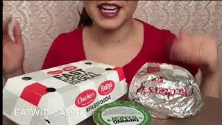 ASMR Checkers burger And Chicken wings (Whispering) | Eating Show | EatWithJas91