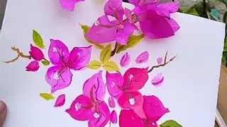 Bougainvillea painting in garden | Easy acrylic painting tutorial | Tasmia's Arttopia
