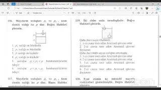 DİM - Müxtəlif mühitlərdə elektrik cərəyan.KASPİ - Bərk cisim, mayelər və qazların təzyiqi.Test izah