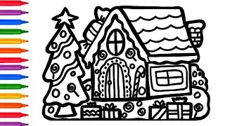 How To Draw A CHRISTMAS TREE & CHRISTMAS HOUSE Step by Step Drawing tutorial🎄🌲