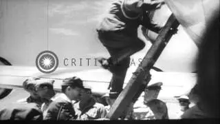 Japanese delegates reach Le Shima, Ryukyu Islands and then advance towards Manila...HD Stock Footage