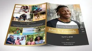 Remember Gold Funeral Program Word Template | 8 Pages | Editable| Fold to: 5.5&rdquo;x8.5&rdquo; by Godserv