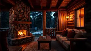 Peaceful Forest Night | Cozy Cabin Fireplace & Crickets