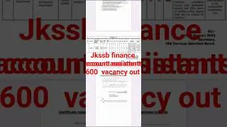 jkssb finance accounts assistant 600 vacancies out#ytshorts#financeaccount assistant#viral#jkssb