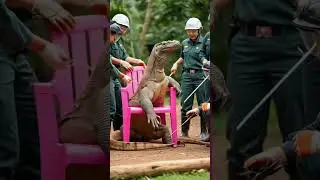 Komodo Dragon Stuck in Plastic Chair Gets Rescued #shorts #animals #wildlife #nature #viral #fyp #ai