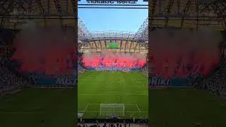 Lech Poznan choreography and pyro show at their home game against Widzew Ł&oacute;dź