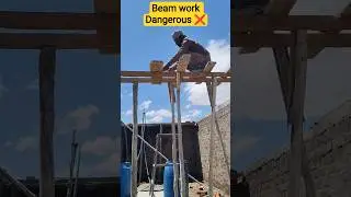 Dangerous beam work ❌❌❌ #shorts #construction #shortsfeed #dangerous #beamwork