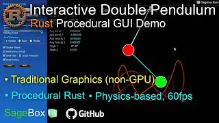 Interactive Double Pendulum 60fps | Rust Procedural GUI &bull; GitHub Demo