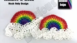 Rainbow Loom - Rainbow & Cloud Charm - Hook Only (Loom-less/Loomless) Design