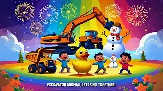 Excavator Song for Kids 🚜 | Anomaly Excavators Fire, Water, Ice & Rainbow