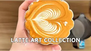 Five-minute latte art compilation | Layered heart | Tulip | Rose | Swan | Leaf | Matcha latte