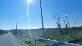 Driving towards Eraclea I, sunny. Venice, Veneto, Italy, 04/11/24 #driving #veneto #river