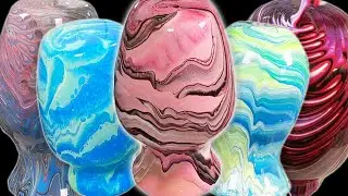VASE PAINT POUR COMPILATION - Pink/Green/Blue/Gray Tree Ring Paint Pours On Vases - Relaxing