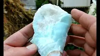 Blue Aragonite rough mineral specimen from the Lavrion mines in Greece.