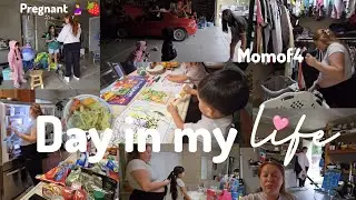 Day in my life busy pregnant momof4 |reset my entryway|grocery put away|re dying Kim's hair|vlog 