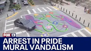 Man arrested for doing burnouts on Bellevue's LGBTQ+ Pride mural | FOX 13 Seattle