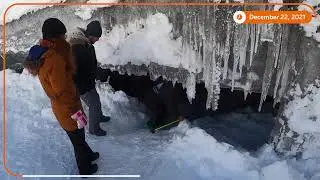 Drone views of Swiss ice cave caused by climate change