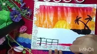 How to make a sunset scenery. Easy sunset paimting.Taha Art's Studio 