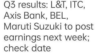 Q3 results: L&T, ITC, Axis Bank, BEL, Maruti Suzuki to post earnings next week; check date