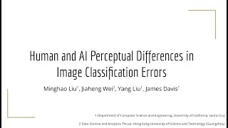 [AAAI 25 presentation pre-record]Human and AI Perceptual Differences in Image Classification Errors