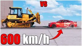 Beamng Drive | v0.33 | EPIC Crash! Dodge Charger 22 VS Dozer at 600 km/h | car torture