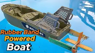 How To Make A Rubber Band Powered Paddle Boat | Boat Floating Project