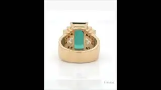 Green Tourmaline, Diamond, and 18K Yellow Gold Statement Ring