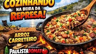 Arroz carreteiro na represa de Atibaia 