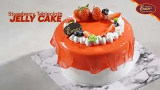 Strawberry Tablecloth Jelly Cake | Tutorial Bolu Strawberry Kekinian, ada taplak mejanya!
