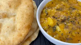 Soft and fluffy bathooray/pathooray with aloo ki kadhi | aloo ki sabzi aur naram pathoray