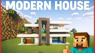 Minecraft modern house built tutorial