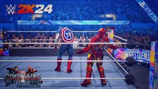WWE 2K24 - Iron man vs Captain america | Wrestlemania | PS5 Gameplay