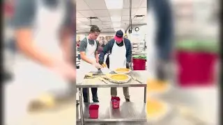 Volunteers preparing the feast at the 46th Annual Raul Jimenez Thanksgiving Dinner