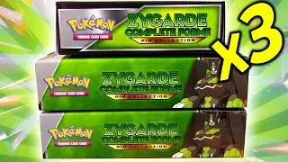 3 коробки с коллекционными значками ZYGARDE Complete Forme и 9 бустерных наборов карточек Pokemon.