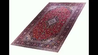 Kashan Semi-Antique Medallion Red Wool Hand Knotted Persian Rug