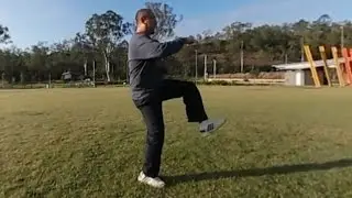 Kung Fu Bootcamp level 1.5 - Punching in horse stance with kicks (Samsung Gear 360)
