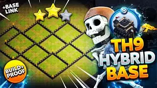 The ULTIMATE TH9 HYBRID/TROPHY BASE with LINK 2024 | CoC Layout Speed BUILD + PROOF Replays