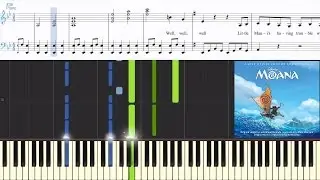 [Moana] Jemaine Clement - Shiny (Synthesia Piano Tutorial w/Lyrics)