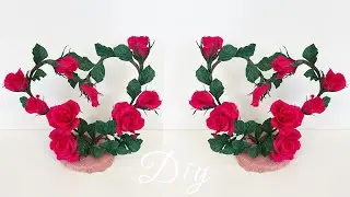 Easy Ideas! How to Make Roses Heart for Valentine's Day Crepe Paper DIY Flower decoration Crafts
