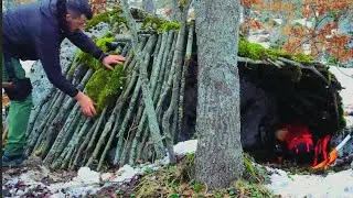 Building a Bushcraft Survival Shelter | How to Build a Long Term survival Shelter| Winter Bushcraft