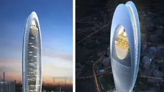 Hazina Towers, a 62 storey Skyscraper under Construction in Nairobi, Kenya.