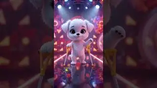 Adorable Disabled Puppy 🩼 Dancing Hip-Hop on a Neon Stage!