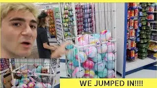 JUMPED INTO BALL-PIT AND KICKED OUT OF WALMART!!!!!!