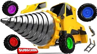 Giant Drill Machine Truck Assembly with Colorful Wheels | Learn Colors for Kidsb@cuteanimal-th1uj
