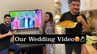 Reacting To Our Wedding Video♥️💍||Wedding Film👰💍||Prawns Briyani Recipe🍤😍||